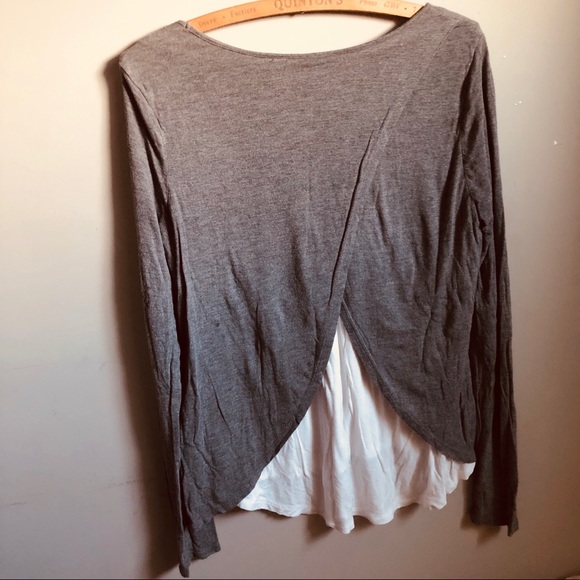 Cynthia Rowley grey & white long-sleeve layered M - Picture 2 of 3